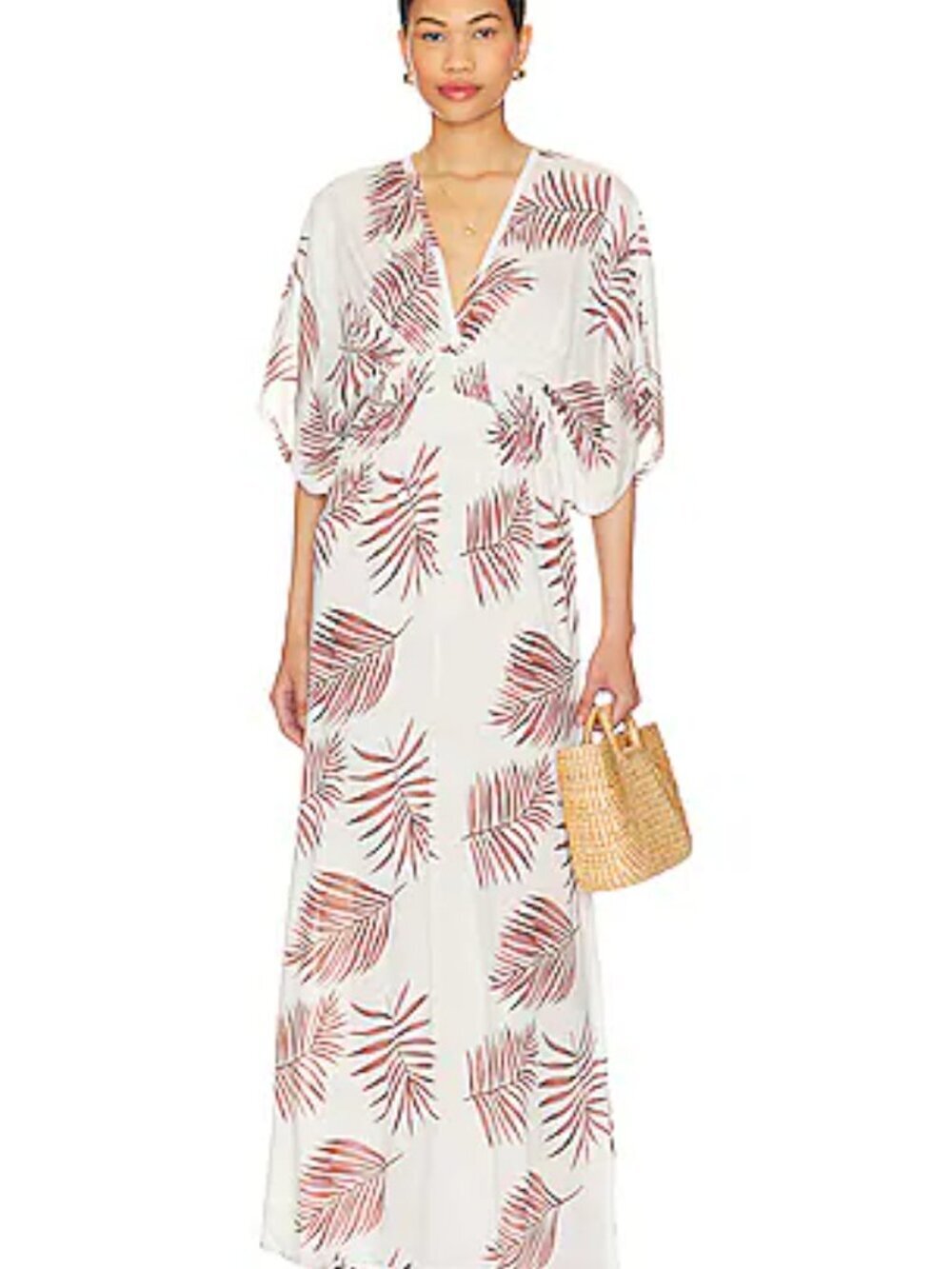 Tiare Hawaii Palm Print Maxi Wrap Dress Resort Tropical Revolve Sz M/L